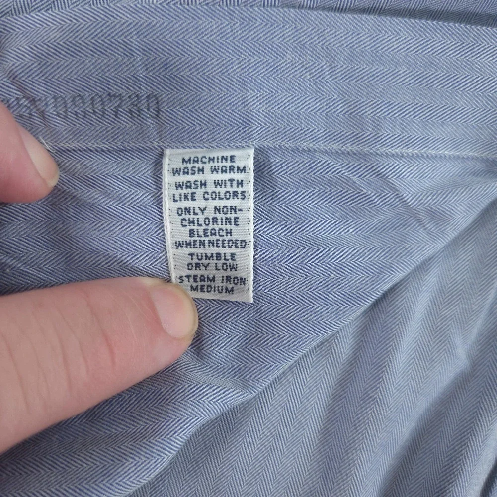 Polo Ralph Lauren Mens Andrew Solid Blue Shirt 17.5 36/37 Classic Work Office